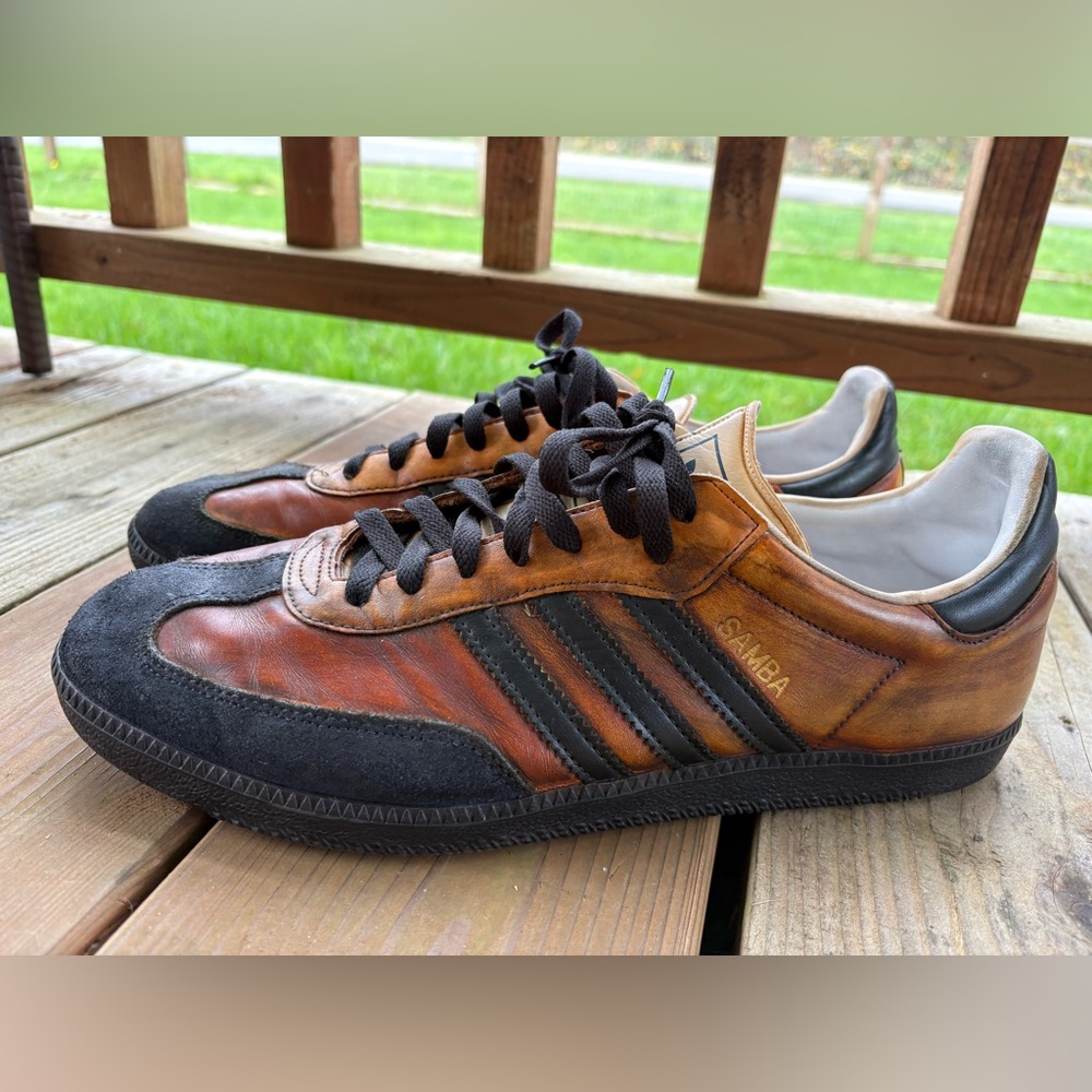 Adidas Sambas G19472 Brown Leather Black Suede mens 12.5 Rare